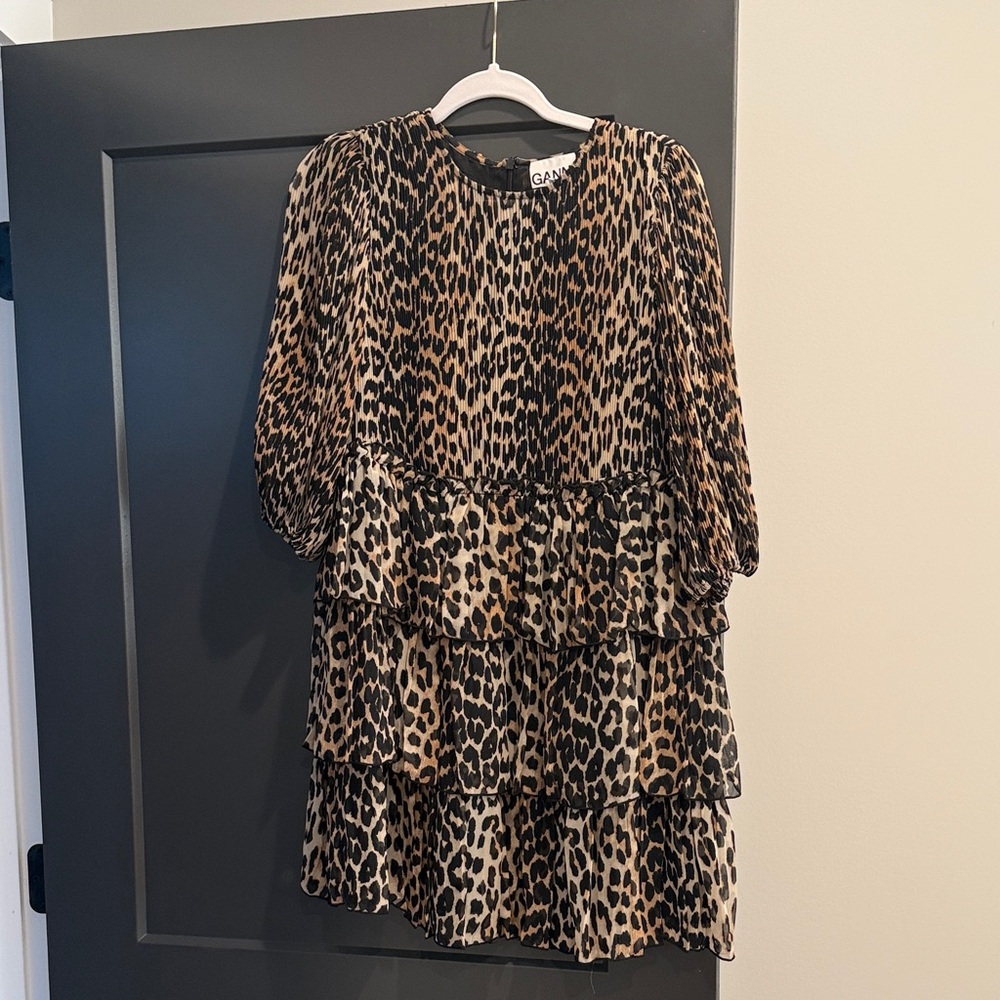 Ganni Animal Print Layered Dress